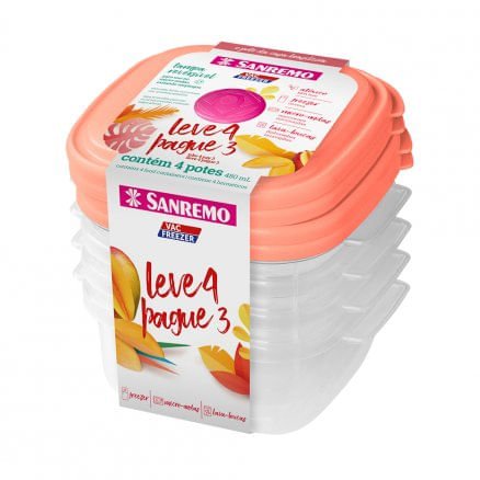 Kit com potes sanremo Leve 4 pague 3 cores diversas - e - dona