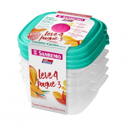 Kit com potes sanremo Leve 4 pague 3 cores diversas - e - dona