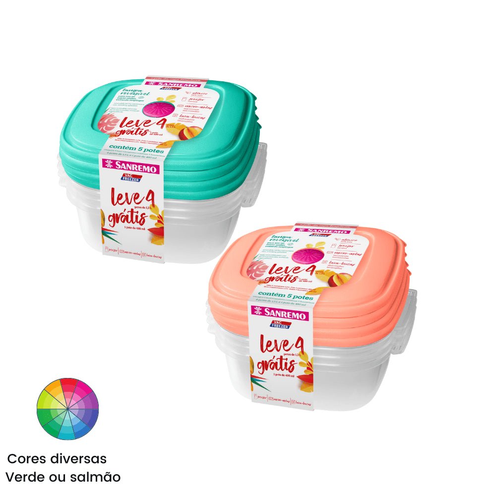 Kit com potes sanremo Leve 5 pague 4 cores diversas - e - dona