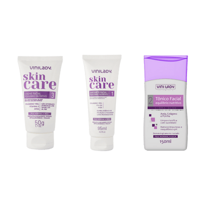 Kit Creme Facial Equilibrio Nutritivo 50g Vinilady+Sabonete Facial 95ml Equilibrio Nutritivo Vinilady+Tônico Facial 150ml Equilibrio Nutritivo Vinilady - e - dona