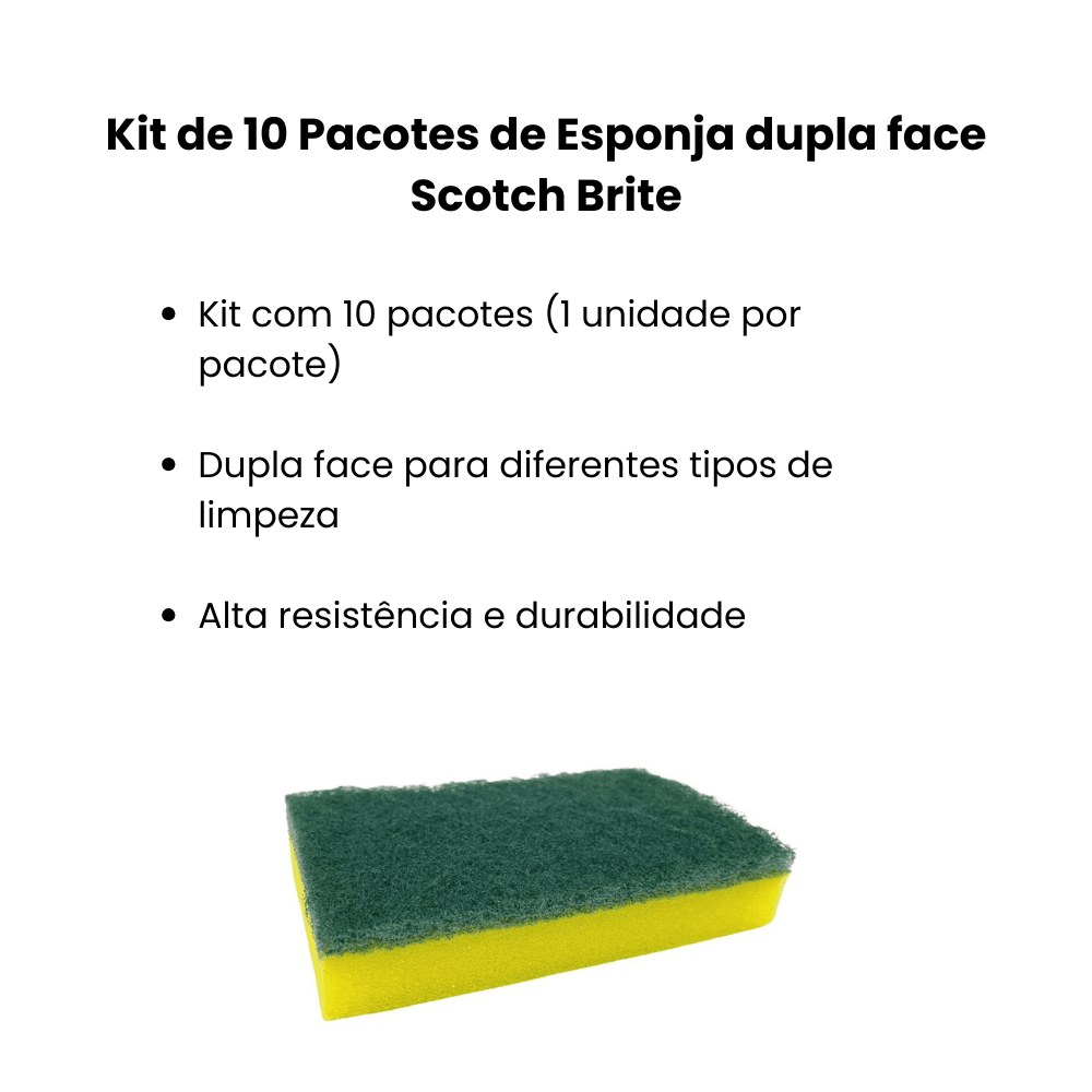 Kit de 10 Pacotes de Esponja Dupla Face Scotch - Brite - e - dona