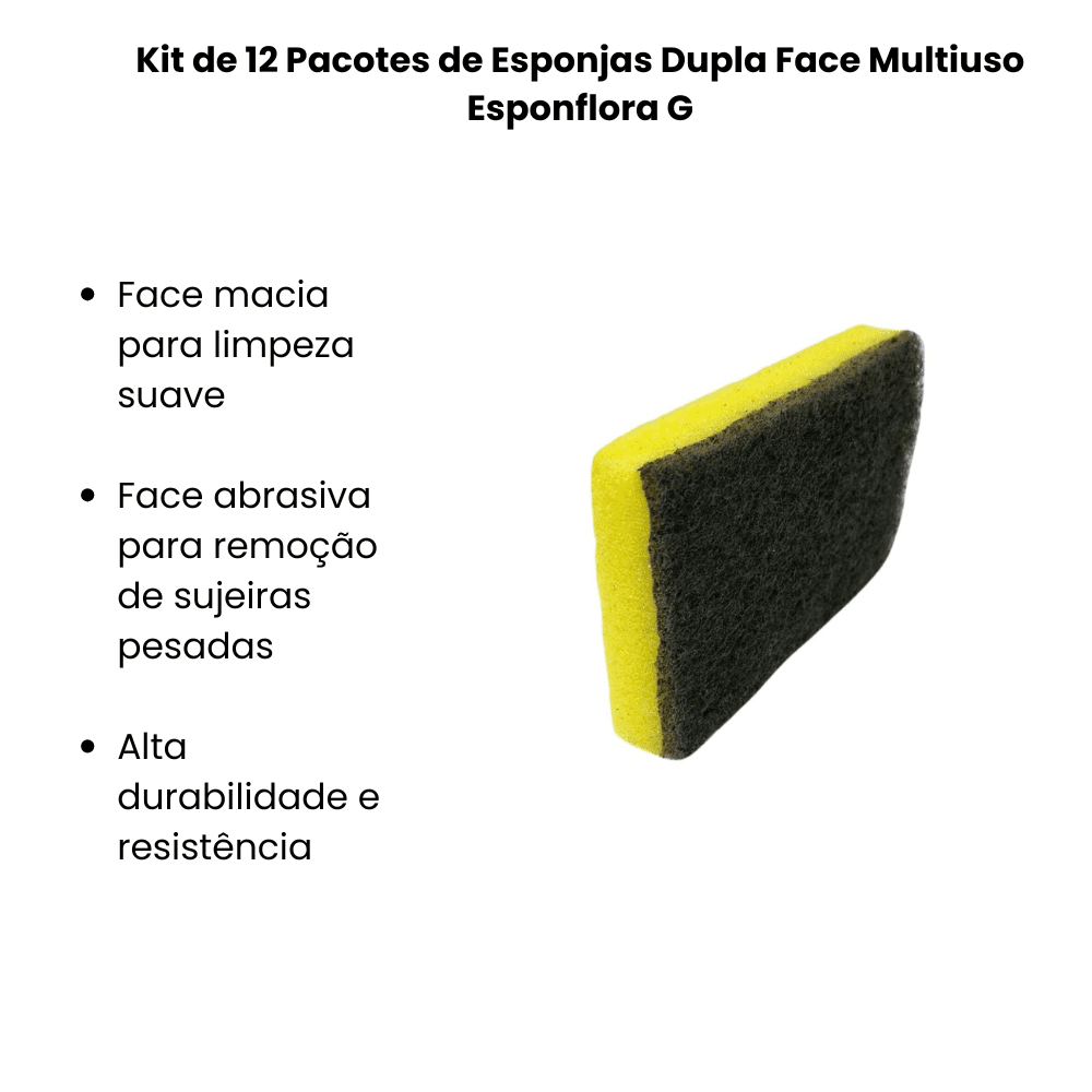 Kit de 12 Pacotes de Esponjas Dupla Face Multiuso Esponflora G - e - dona