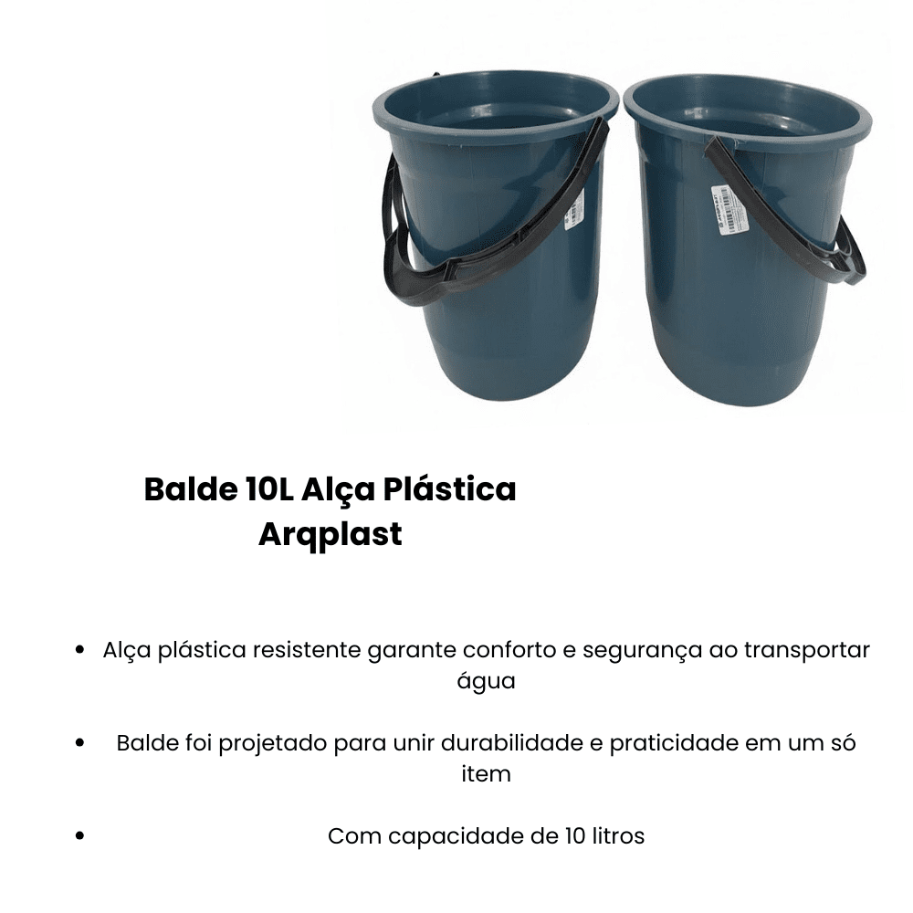 Kit de 2 Baldes 10L Alça de Plástico Arqplast - Cores Diversas - e - dona