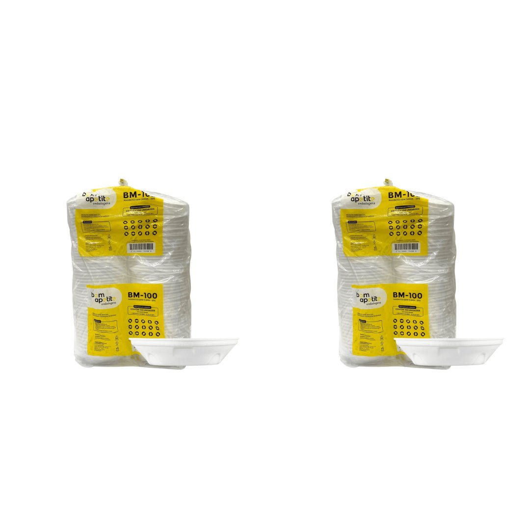 Kit de 2 Pacotes de Marmitex de Isopor 500ml sem tampa Bom Apetite com 50 unidades - e - dona
