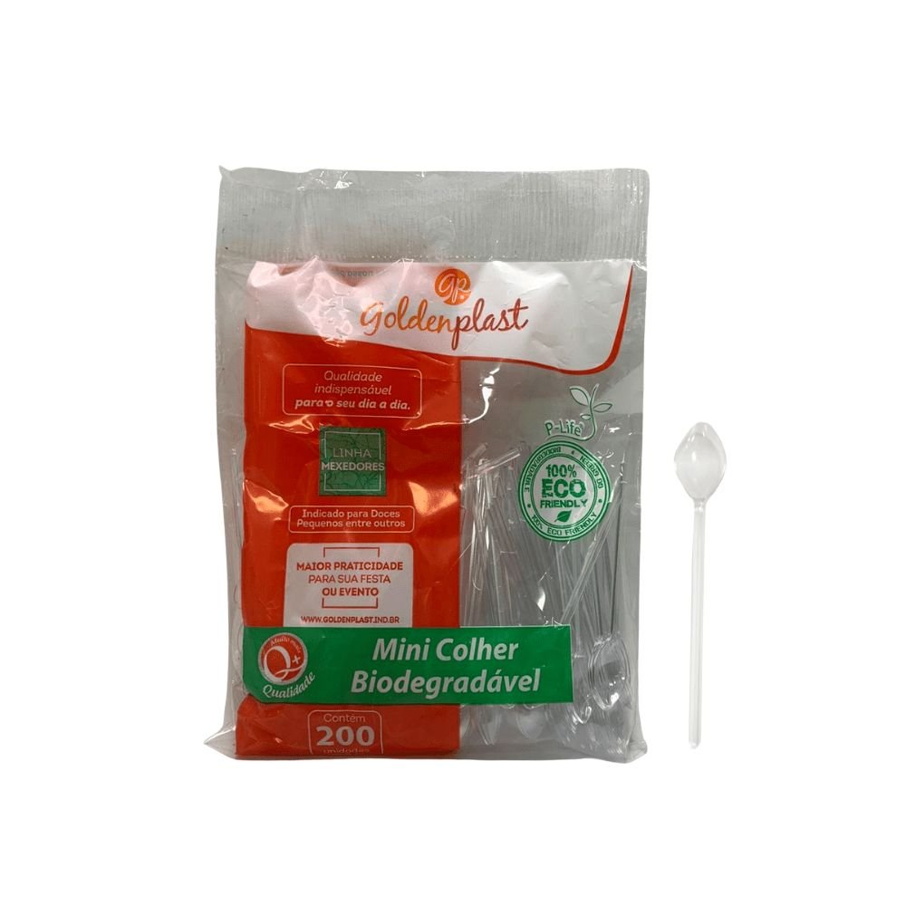 Kit de Colher Mexedora para Café 8cm Cristal Biodegradável Goldenplast 2 Pacotes com 200 unidades - e - dona