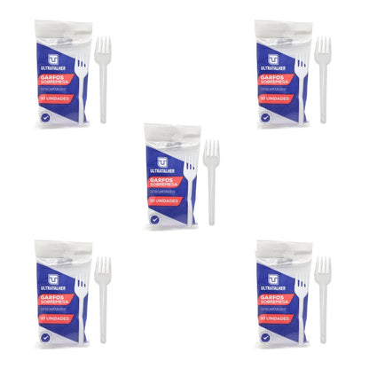 Kit de Garfo para Sobremesa 12,5 Cristal Ultra descartáveis 5 Pacotes com 50 unidades - e - dona