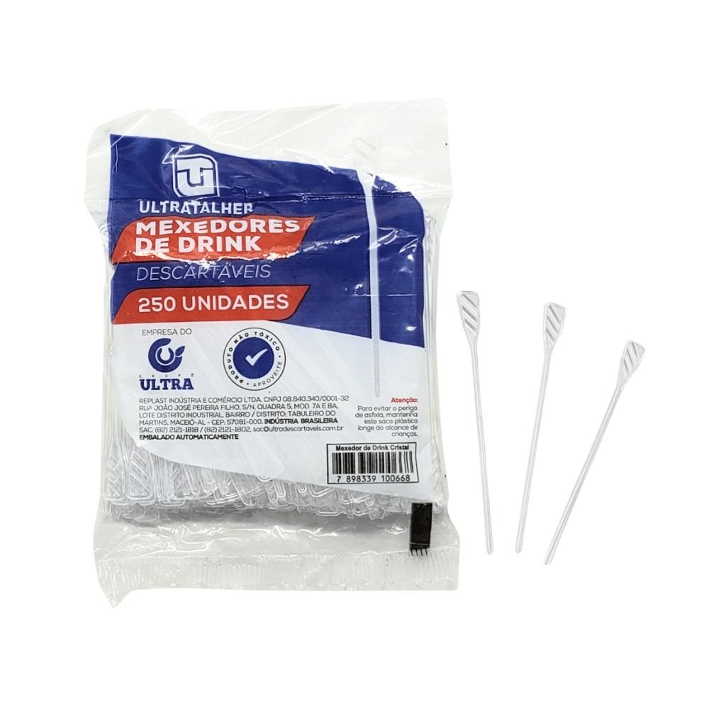 Kit de Mexedor para Drink Cristal Ultra 2 Pacotes com 250 unidades - e - dona