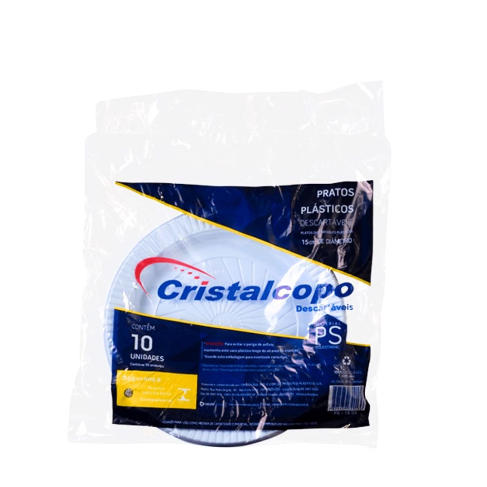 Kit de Prato Raso 15cm p/ Sobremesa Cristalcopo 10 Pacotes c/ 10 unidades - e - dona