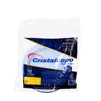 Kit de Prato Raso 15cm p/ Sobremesa Cristalcopo 10 Pacotes c/ 10 unidades - e - dona