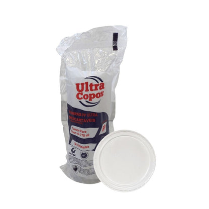 Kit de Tampa para Copo de 770ml Sem Furo transparente PP Ultratherm 2 Pacotes com 50 unidades - e - dona