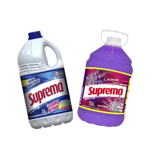 Kit Desinfetante 5L Lavanda Suprema + Água Sanitária 5L Suprema - e - dona
