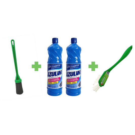 Kit Escova para Azulejos e Cantos Brilhus Bettanin + 2 Azulim Limpa Cerâmica Lavanda - e - dona
