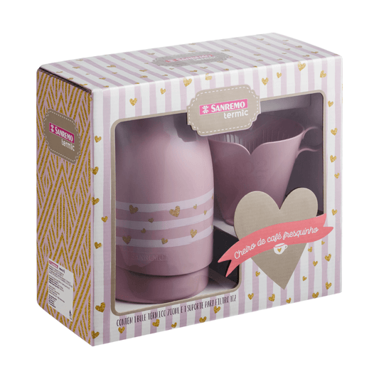 Kit Garrafa Térmica 700ml + Suporte para Filtro Sanremo Rosa - e - dona