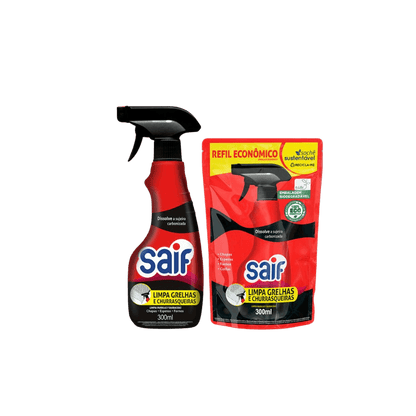 Kit Limpa Grelha e Churrasqueira 300ml + Refil Saif - e - dona
