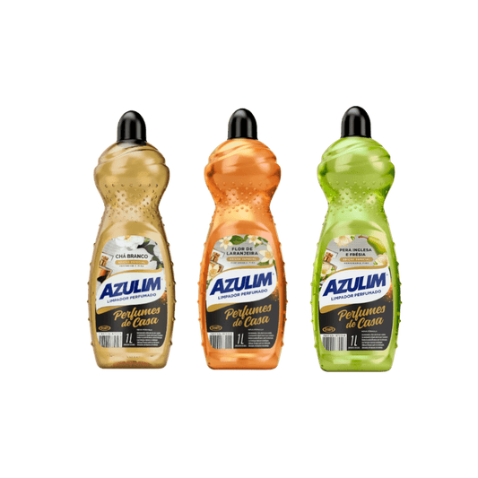 Kit Limpadores Azulim 1 Litro – Chá Branco, Flor de Laranjeira & Pera Inglesa com Frésia - e - dona