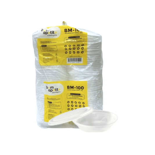Kit Marmitex Isopor 500ml Bom Apetite com Tampa 100 Unidades - e - dona