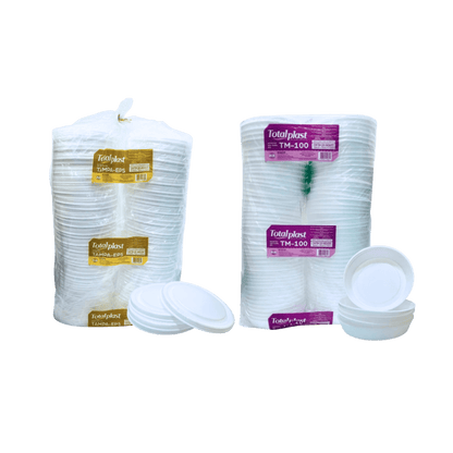 Kit Marmitex Isopor 500ml Totalplast com Tampa – 100 Unidades Cada - e - dona