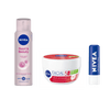 Kit NIVEA Antitranspirante Pearl & Beauty + Creme Facial Antissinais + Protetor Labial Original