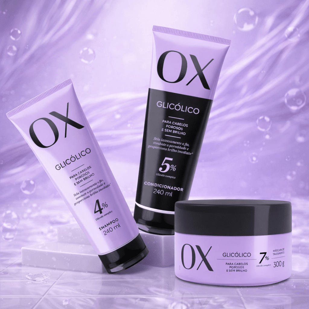 Kit OX Glicólico Shampoo 240ml + Condicionador 240ml + Máscara 300g - e - dona