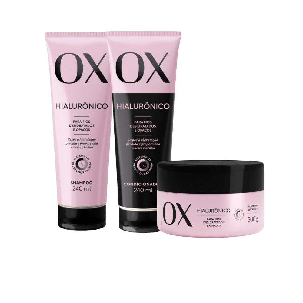 Kit OX Hialurônico Shampoo 240ml + Condicionador 240ml + Máscara 300g - e - dona