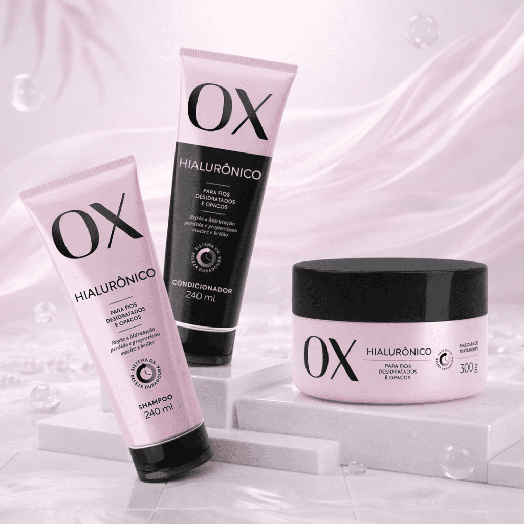 Kit OX Hialurônico Shampoo 240ml + Condicionador 240ml + Máscara 300g - e - dona