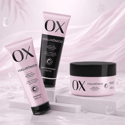 Kit OX Hialurônico Shampoo 240ml + Condicionador 240ml + Máscara 300g - e - dona