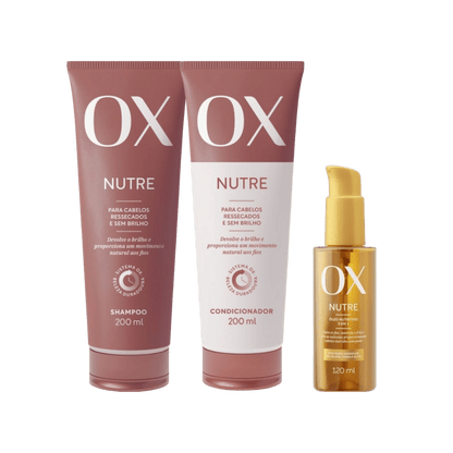 Kit OX Nutre Shampoo 200ml + Condicionador 200ml + Óleo Nutritivo 120ml - e - dona