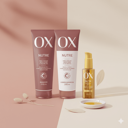 Kit OX Nutre Shampoo 200ml + Condicionador 200ml + Óleo Nutritivo 120ml - e - dona