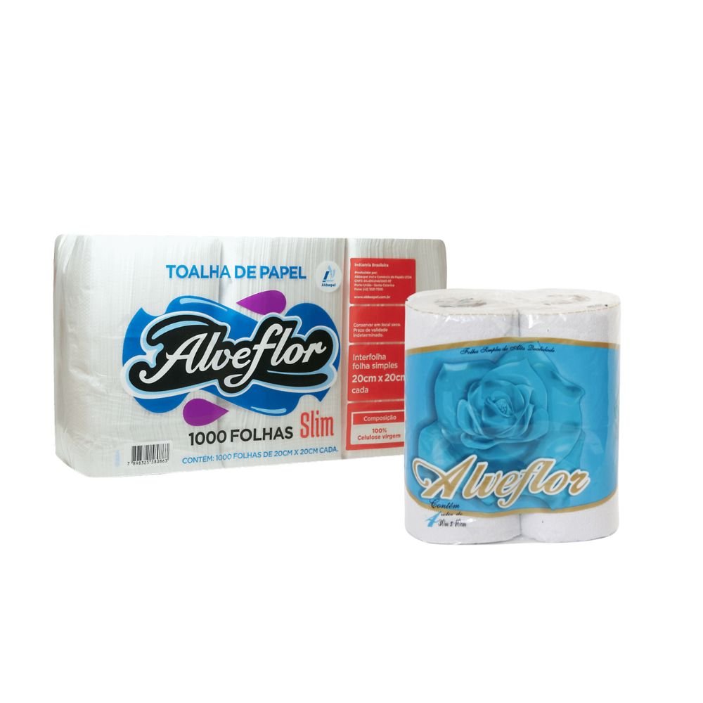 Kit Papel Interfolha 2 Dobras 100% Celulose 20x20cm Alve Slim com 100 Unidades - e - dona