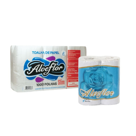 Kit Papel Interfolha 2 Dobras 100% Celulose 20x20cm Alve Slim com 100 Unidades - e - dona