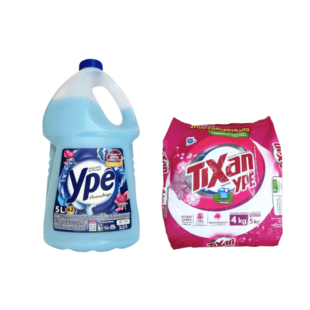 Kit Sabão em Pó 4kg Tixan Ypê + Amaciante 5L Ypê Aconchego - e - dona