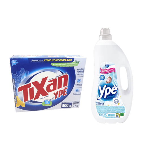 Kit Sabão em Pó 800g Tixan Ypê + Amaciante 2L Ypê Delicado - e - dona
