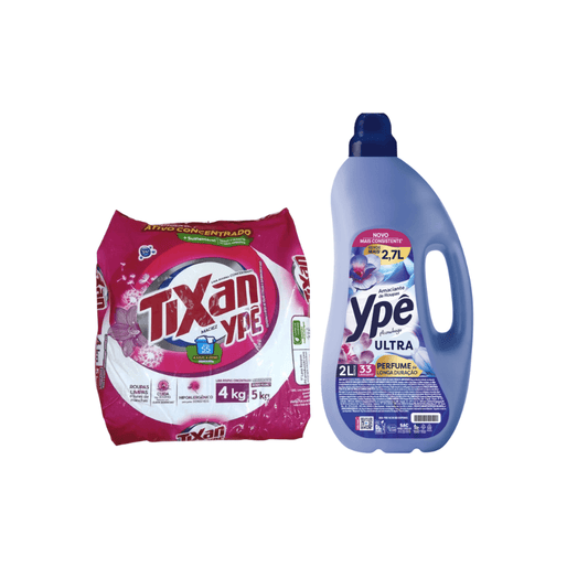 Kit Sabão em Pó Tixan Ypê Maciez 4kg+ Amaciante Ypê Aconchego 2L - e - dona