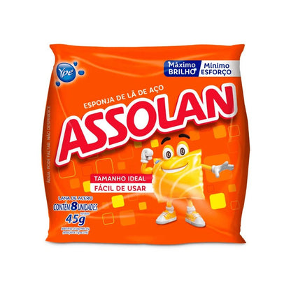 Lã de Aço Assolan 45g com 8 unidades - e - dona