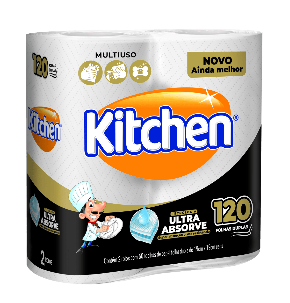 Papel Toalha para Cozinha Kitchen - 2 Rolos