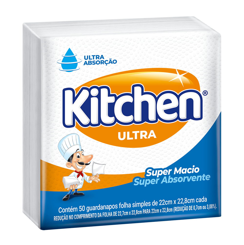 Guardanapo 22,7x22,8cm Folha Simples Kitchen - 50 Folhas