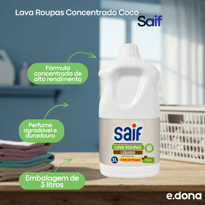 Lava Roupas Concentrado Coco 3L Saif - e - dona