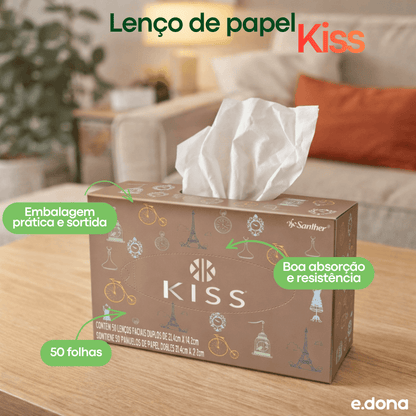 Lenço de papel 21,4x14,4cm Kiss com 50 folhas - Embalagem sortida - e - dona