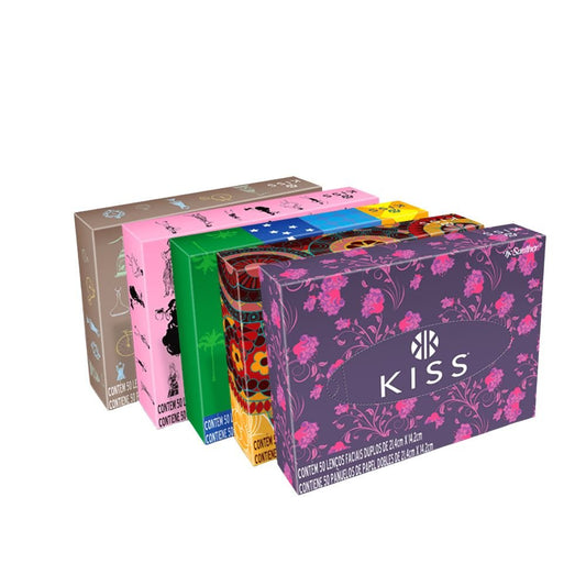 Lenço de papel 21,4x14,4cm Kiss com 50 folhas - Embalagem sortida - e - dona