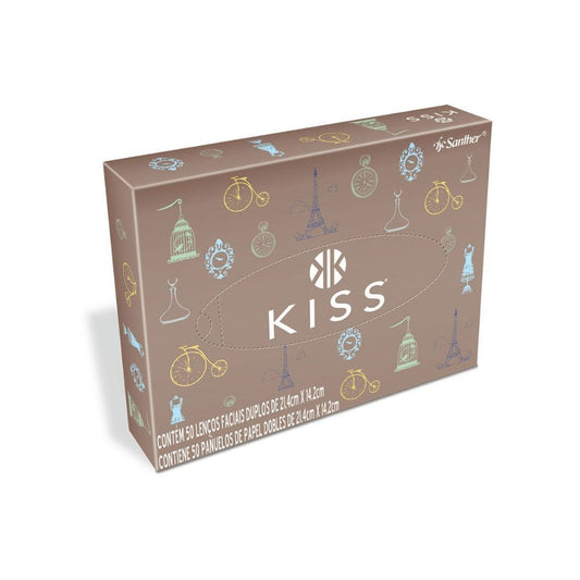 Lenço de papel 21,4x14,4cm Kiss com 50 folhas - Embalagem sortida - e - dona