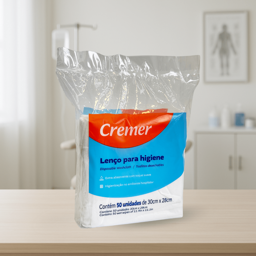 Lenço Seco para Banho Cremer - 50 Unidades (30cm x 28cm) - e - dona