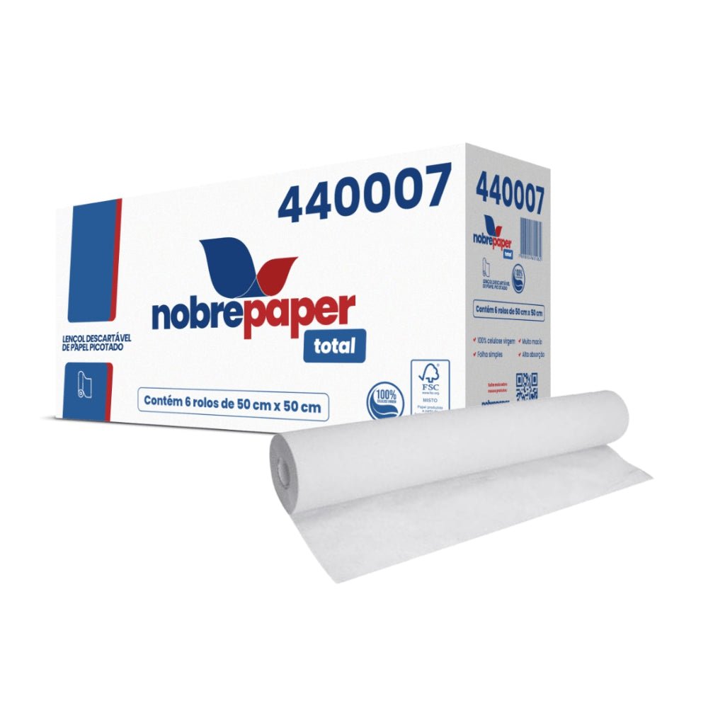 Lençol Hospitalar de Papel 50x50cm 100% celulose Nobre com 6 rolos Ideal para Clínicas, Hospitais, Consultórios e Estética - e - dona