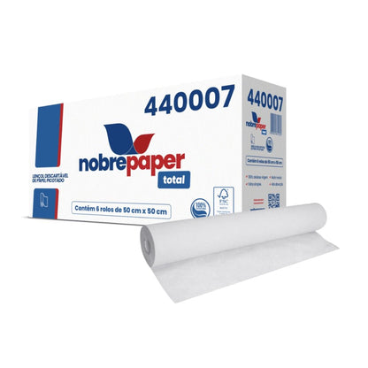 Lençol Hospitalar de Papel 50x50cm 100% celulose Nobre com 6 rolos Ideal para Clínicas, Hospitais, Consultórios e Estética - e - dona
