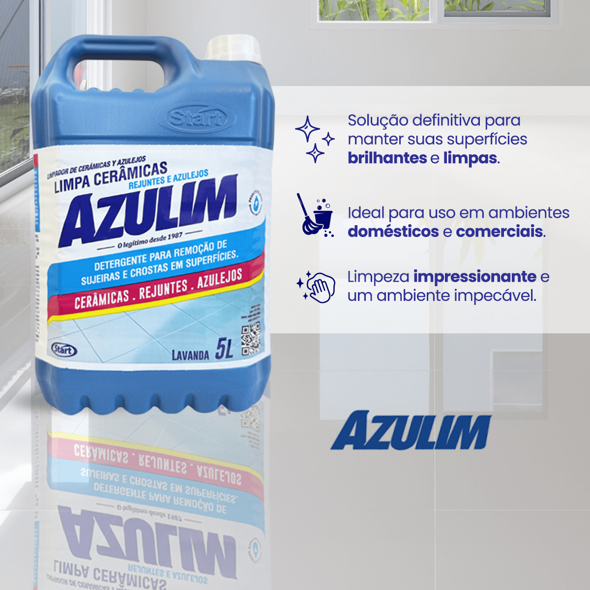 Limpa Cerâmica, Azulejo e Rejunte Lavanda Azulim 5 litros - e - dona