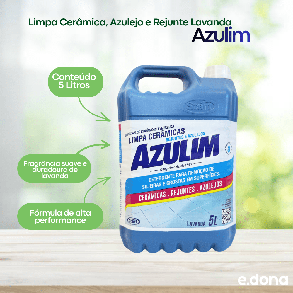 Limpa Cerâmica, Azulejo e Rejunte Lavanda Azulim 5 Litros - e - dona