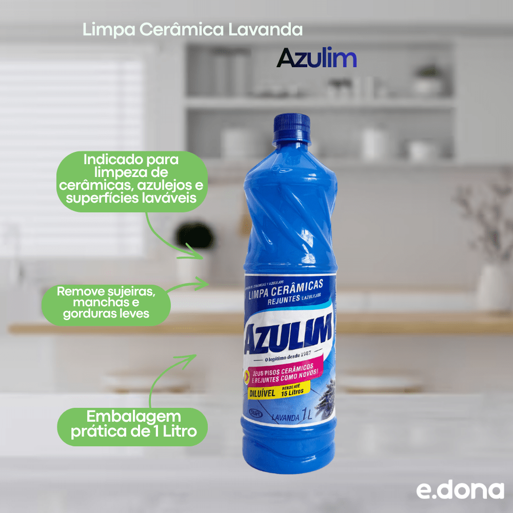 Limpa Cerâmica Lavanda Azulim 1 Litro - e - dona