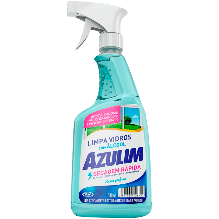 Limpa Vidro com álcool Azulim gatilho 500ml - Limpeza rápida e eficiente para seus vidros e superfícies - e - dona