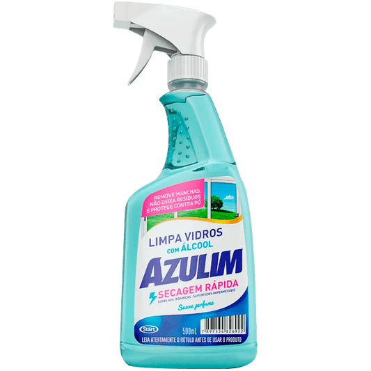 Limpa Vidro com álcool Azulim gatilho 500ml - Limpeza rápida e eficiente para seus vidros e superfícies - e - dona