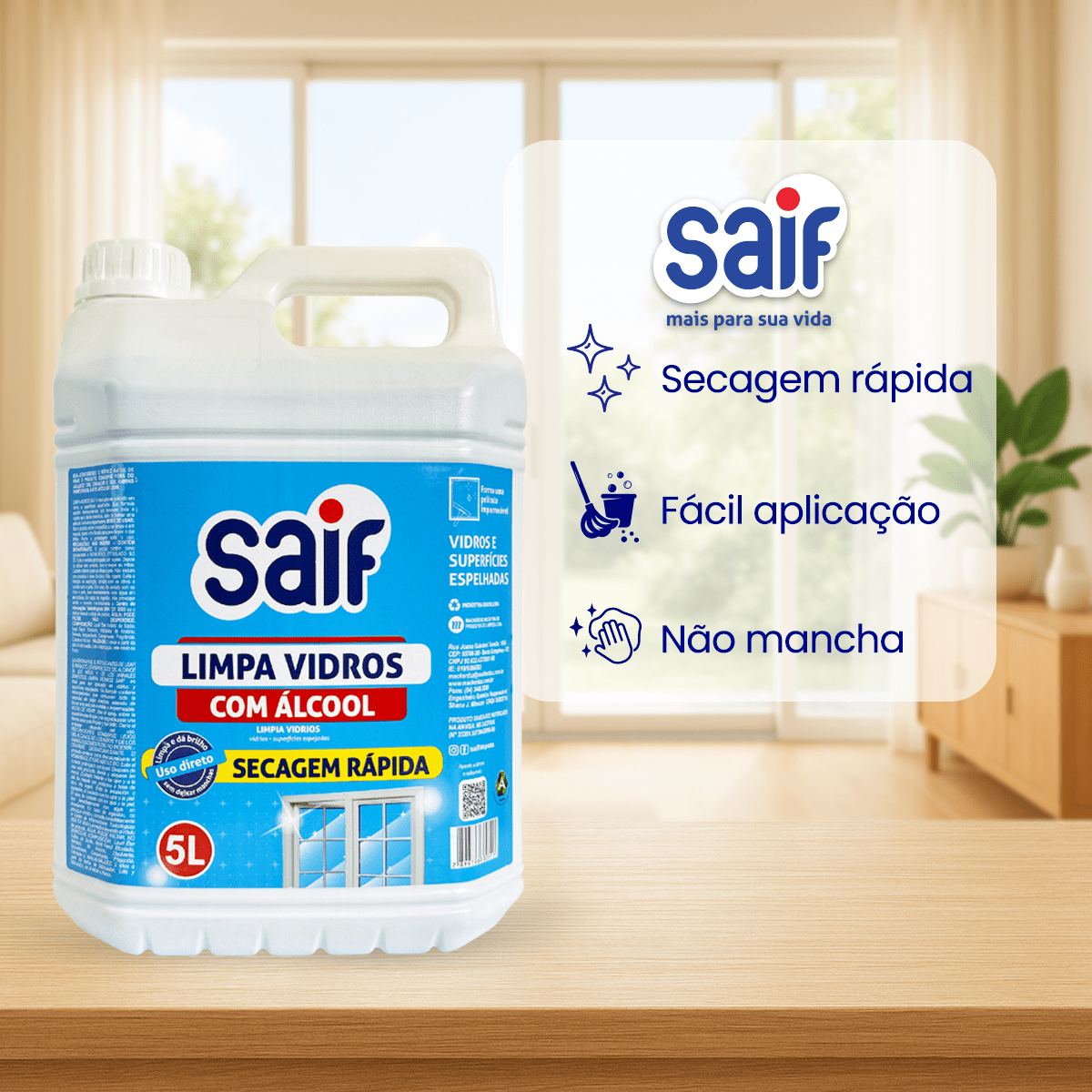 Limpa Vidros 5 litros Saif - e - dona