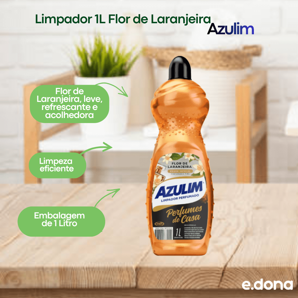 Limpador 1 Litro Flor de Laranjeira Azulim - e - dona